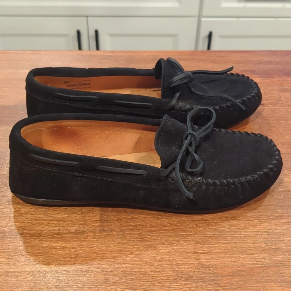 Minnetonka Black Suede Moccasin Loafers
